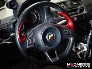 FIAT 500 Steering Wheel Trim - Lateral Side Trim Set - Carbon Fiber - Red Candy